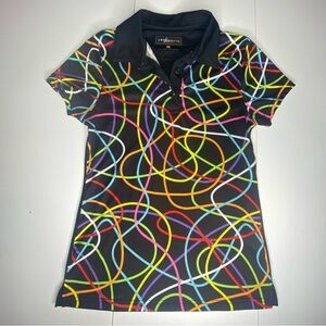 Loudmouth Polo Golf shirt Size Small Black Scribblz